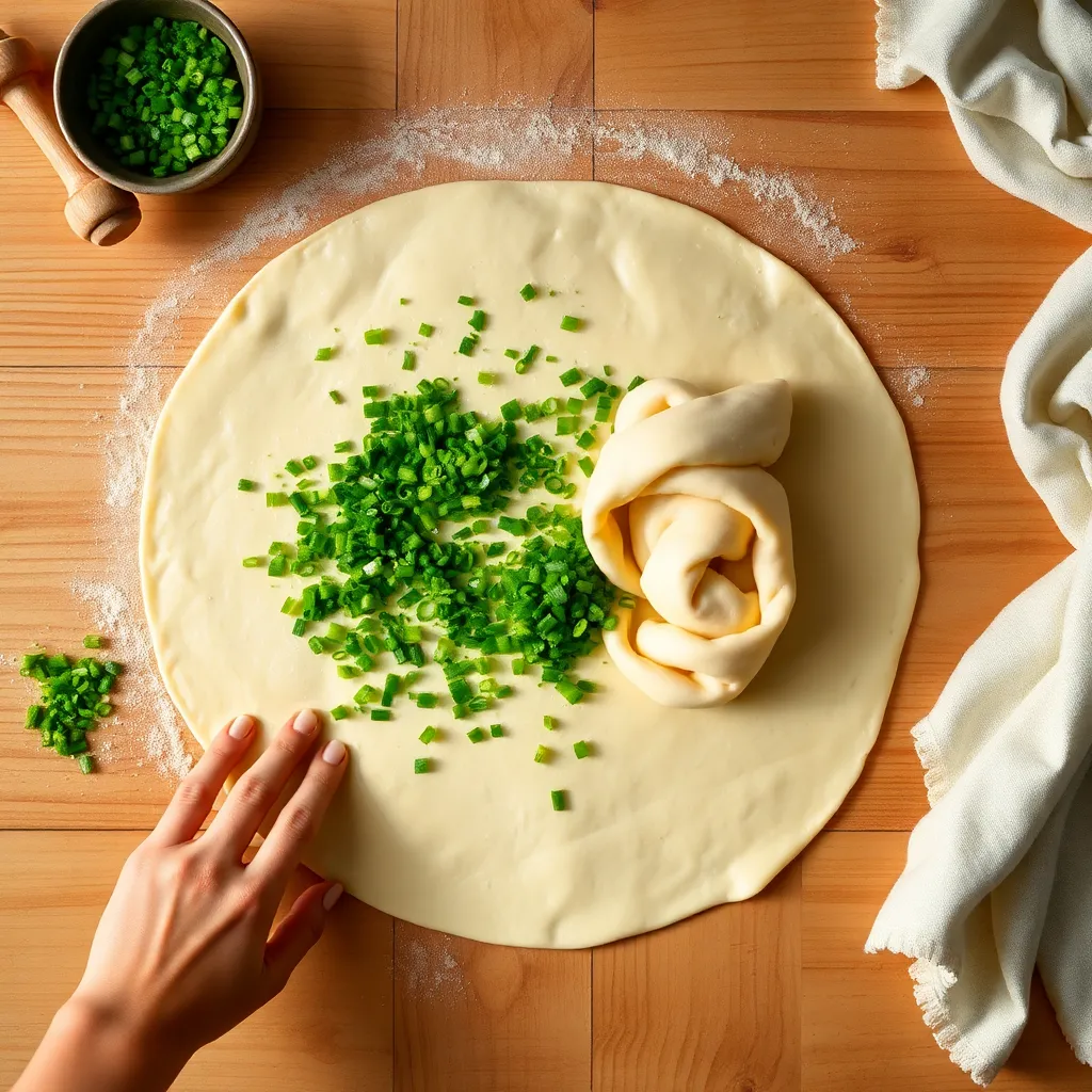 scallion pancake recipe -flaky - Pancake Recipe Step Image