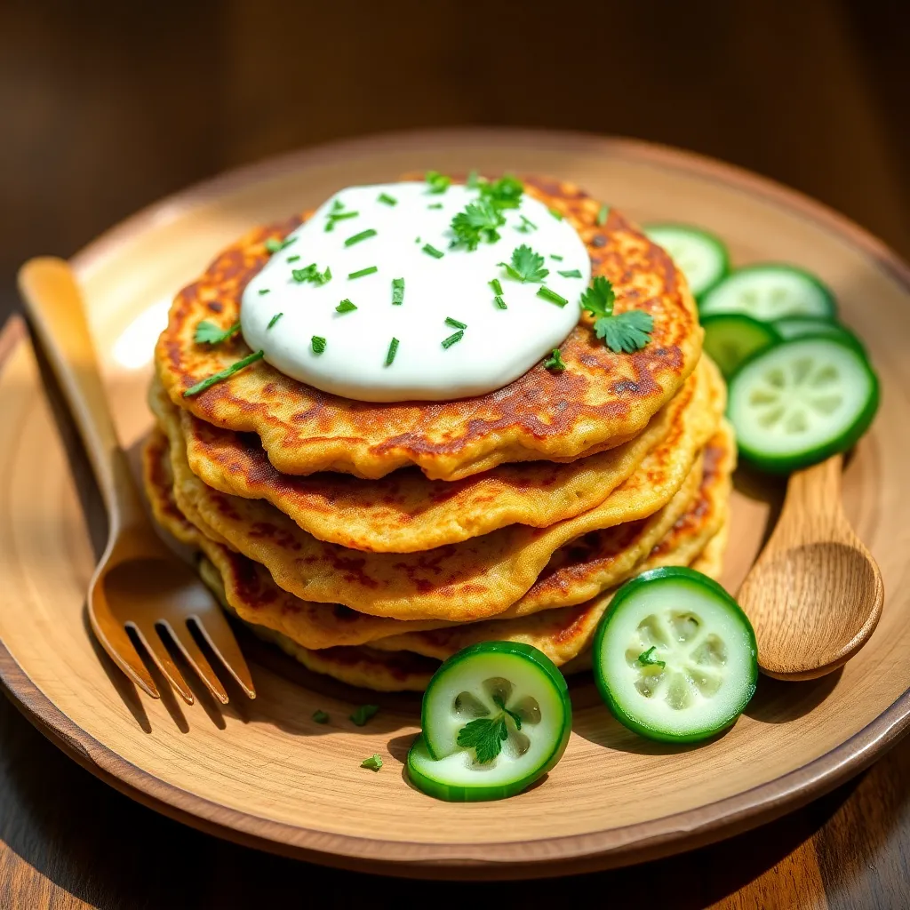 quinoa pancakes with tzatziki recipe - Serving