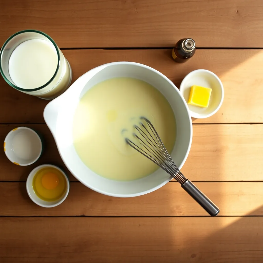 small pancake recipe - Mixing Wet Ingredients