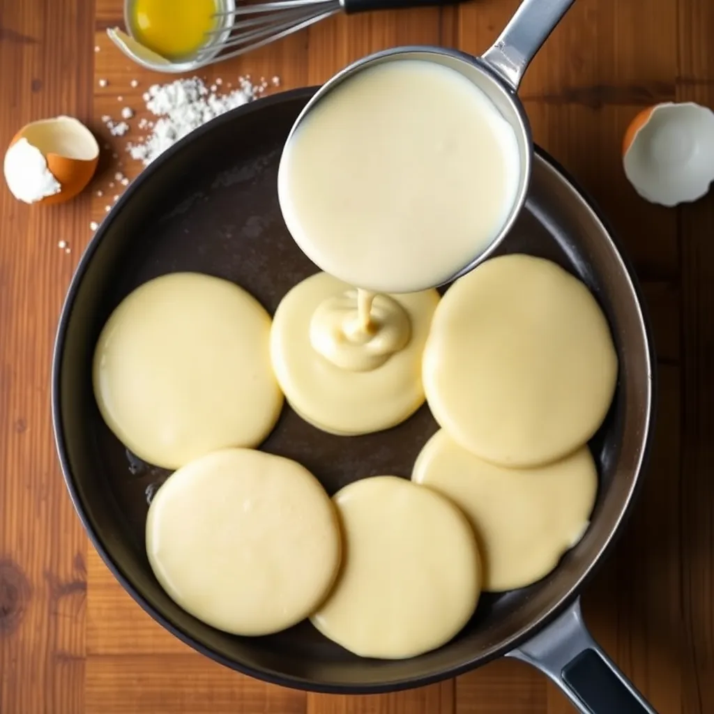 scotch pancakes recipe - Pouring Batter