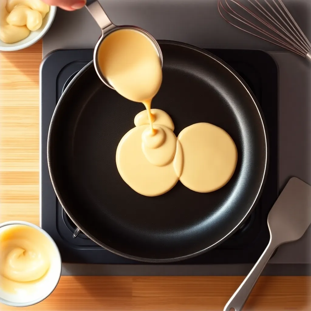 small pancake recipe - Pouring Batter